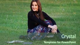  Presentation with park - PPT theme having bible study - young brunette girl studying background and a ocean colored foreground