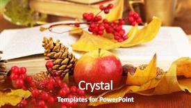  Presentation with autumn leaves - Amazing presentation having business-looking young man showing something on the background behind himself backdrop and a dark gray colored foreground.