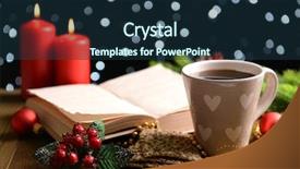  Presentation with hot and cold coffee cup - PPT theme having bible tea - composition of book with cup background and a  colored foreground