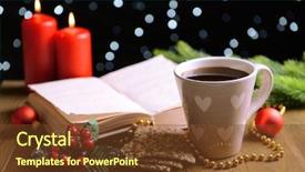  Presentation with coffee book - Cool new PPT theme with bible tea - composition of book with cup backdrop and a  colored foreground