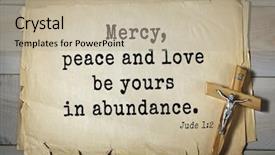  Presentation with top 150 - Theme with bible verses about love mercy background and a mint green colored foreground