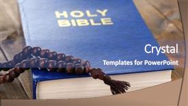  Presentation with bible candle cross - Theme enhanced with jesus teaching - bible with cross on wooden background and a teal colored foreground