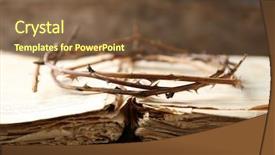  Presentation with biblical - PPT layouts featuring biblical - crown of thorns and bible background and a tawny brown colored foreground