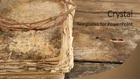  Presentation with biblical - Slide set featuring biblical - crown of thorns and bible background and a coral colored foreground