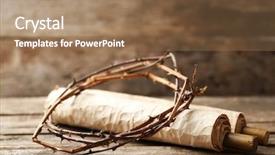  Presentation with biblical - Cool new PPT layouts with biblical - crown of thorns and scroll backdrop and a coral colored foreground