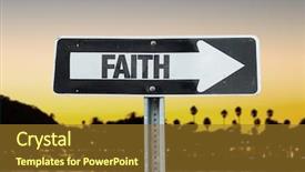  Presentation with biblical - PPT layouts having biblical - faith direction sign with sunset background and a tawny brown colored foreground
