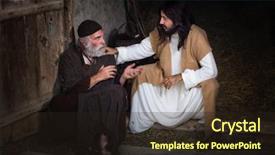  Presentation with biblical - Presentation theme enhanced with biblical - jesus healing the lame background and a wine colored foreground