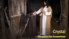  Presentation with biblical - Slide deck having biblical - jesus healing the lame background and a tawny brown colored foreground