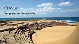  Presentation with ancient israel - Audience pleasing presentation theme consisting of biblical culture - ancient roman hippodrome in caesarea backdrop and a light blue colored foreground