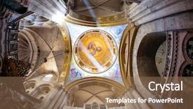  Presentation with biblical - Slide set featuring biblical culture - greek chapel of the church background and a coral colored foreground