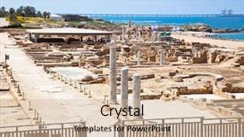  Presentation with antique parchment legal - Audience pleasing PPT theme consisting of biblical culture - ruins of antique caesarea israel backdrop and a soft green colored foreground