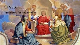  Presentation with biblical - Colorful PPT theme enhanced with biblical culture - twelve year old jesus backdrop and a coral colored foreground