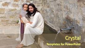  Presentation with blessing - PPT layouts with biblical scene when jesus says background and a violet colored foreground