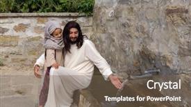  Presentation with jesus kids - Slides enhanced with biblical scene when jesus says background and a violet colored foreground