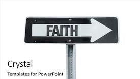  Presentation with faith - Presentation theme consisting of biblical trust - faith direction sign isolated background and a white colored foreground