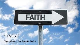 Presentation with faith - Slide set consisting of biblical trust - faith direction sign with sky background and a light blue colored foreground