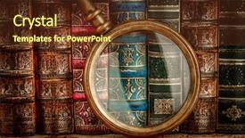  Presentation with bible school - Beautiful presentation design featuring bible school - ancient old books and magnifying backdrop and a tawny brown colored foreground