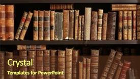  Presentation with old books on a wooden - PPT theme with old books on wooden shelf background and a tawny brown colored foreground