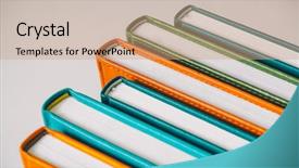  Presentation with bookshop - PPT layouts having bookshop - stack of colorful books selective background and a soft green colored foreground