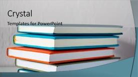  Presentation with stack books - Audience pleasing slide deck consisting of bookshop - stack of colorful books selective backdrop and a light gray colored foreground