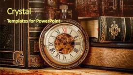  Presentation with vintage antique pocket watch vintage - Slides with background of old book background and a tawny brown colored foreground