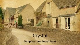  Presentation with partchment paper texture - Presentation theme consisting of bibury - village in gloucestershire england background and a  colored foreground