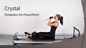  Presentation with evolution - Cool new presentation theme with bicep reformer position pilates gymnastics backdrop and a white colored foreground