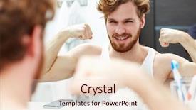  Presentation with happy sad face man - Presentation theme featuring biceps in front of mirror background and a lemonade colored foreground