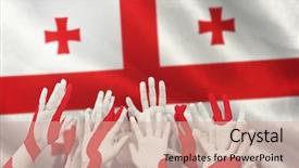  Presentation with air - Cool new slides with bicolor background - people raising hands backdrop and a  colored foreground