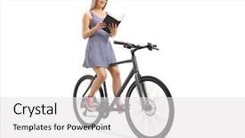  Presentation with bicycle - Cool new presentation theme with bicycle and reading a book backdrop and a  colored foreground