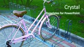  Presentation with parking lot - Amazing presentation theme having bicycle at parking place outside backdrop and a  colored foreground