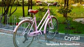  Presentation with bicycle - Slides having bicycle at parking place outside background and a gray colored foreground