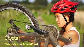  Presentation with mountain bike - Cool new presentation with bicycle chain - bike repair woman repairing mountain backdrop and a tawny brown colored foreground