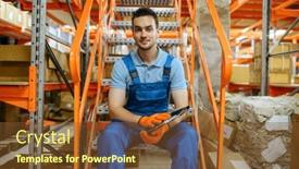  Presentation with stairs - Slide set having bicycle-factory-worker-sitting background and a tawny brown colored foreground