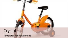  Presentation with bicycle - Colorful presentation theme enhanced with bicycle for children isolated backdrop and a soft green colored foreground