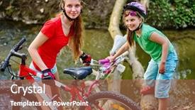  Presentation with children mental health - Theme having bicycle girls sister cycling ford background and a coral colored foreground