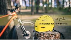  Presentation with pine forest - Colorful PPT layouts enhanced with bicycle-helmet-and-bike backdrop and a yellow colored foreground