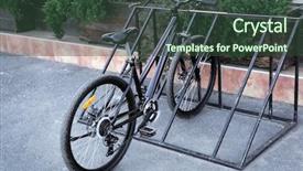  Presentation with parking lot - PPT theme having bicycle in parking lot outdoors background and a tawny brown colored foreground