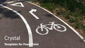  Presentation with asphalt - Presentation theme featuring bicycle-lane-sign-on-asphalt background and a  colored foreground