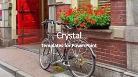  Presentation with amsterdam - PPT layouts featuring bicycle leaning against brick wall and windowsill with flowers pot in amsterdam netherlands background and a tawny brown colored foreground