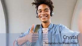  Presentation with african music - Amazing PPT theme having bicycle listening to music backdrop and a light blue colored foreground