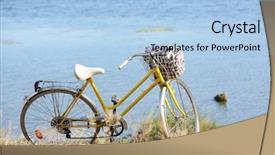  Presentation with bicycle - Audience pleasing presentation design consisting of bicycle near lake during sunset backdrop and a light blue colored foreground