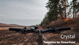  Presentation with bikers - Slide set consisting of bicycle-on-the-field-road background and a tawny brown colored foreground