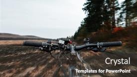 Presentation with bikers - Beautiful slides featuring bicycle-on-the-field-road backdrop and a tawny brown colored foreground