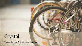  Presentation with bicycle - PPT layouts having bicycle parking on a citystreet background and a soft green colored foreground