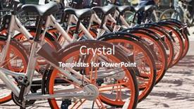  Presentation with bicycle - PPT layouts with bicycle-rental-service-on-city background and a tawny brown colored foreground