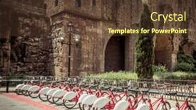  Presentation with gothic - Presentation theme enhanced with bicycle-rentals-in-barcelona-gothic background and a tawny brown colored foreground