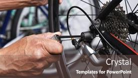  Presentation with bicycle - PPT theme featuring bicycle-repair-closeup background and a tawny brown colored foreground