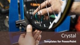  Presentation with repair - Cool new slides with bicycle-repair-in-workshop-man backdrop and a tawny brown colored foreground