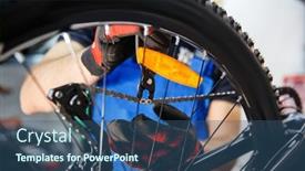  Presentation with checks - Theme with bicycle-repair-workshop-man-checks background and a ocean colored foreground